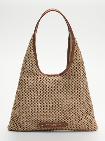 maison héritage PARIS Leder-Schultertasche "Maledives" in Hellbraun - (B)44 x (H)38,5 cm
