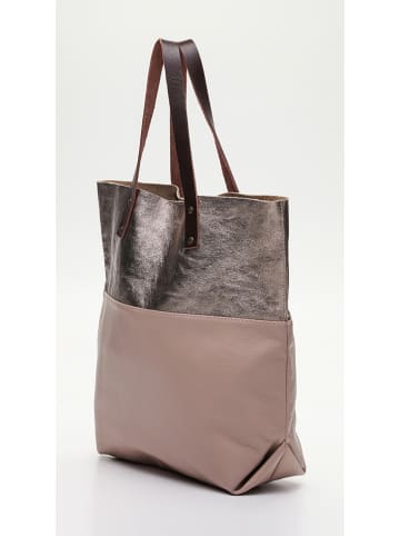 maison héritage PARIS Skórzany shopper bag "Alon" w kolorze szaroróżowym - 43 x 43 x 12 cm