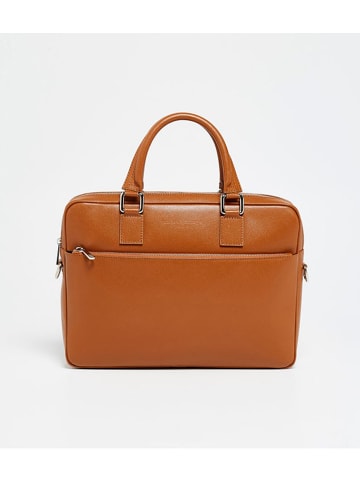 maison héritage PARIS Leder-Businesstasche "Veci" in Camel - (B)35 x (H)26,5 x (T)6,5 cm