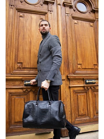 maison héritage PARIS Leder-Weekender "Nino" in Schwarz - (B)46 x (H)29 x (T)15 cm