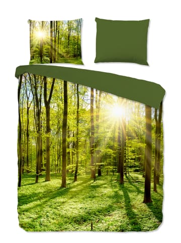 Pure Mikrofaser-Bettwäsche-Set "Woods" in Grün