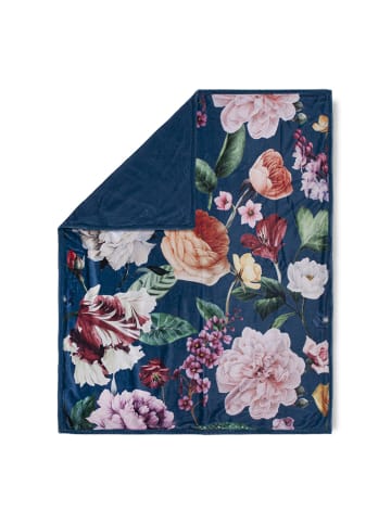 Descanso Plaid "Fiori" in Dunkelblau/ Bunt