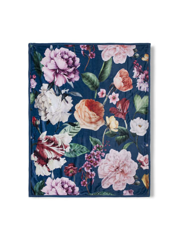 Descanso Plaid "Fiori" in Dunkelblau/ Bunt