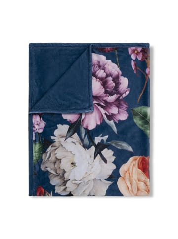 Descanso Plaid "Fiori" donkerblauw/meerkleurig