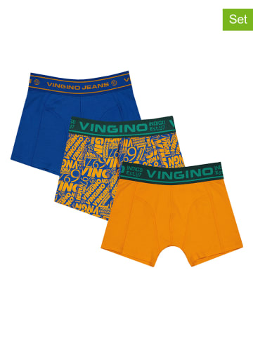 Vingino 3-delige set: boxershorts blauw/oranje