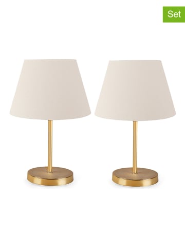 Opviq Lampy stołowe (2 szt.) w kolorze kremowym - wys. 37 cm