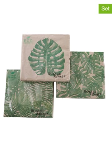 Boltze 3-delige set: servetten "Palma" groen - 3x 20 stuks