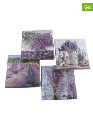 Boltze 4-delige set: servetten "Lavendel" paars - 4x 20 stuks