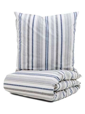 avance Perkal beddengoedset wit/blauw/grijs