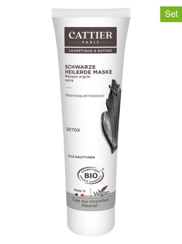 CATTIER 2er-Set: Gesichtsmasken "Schwarze Heilerde - Detox", je 100 ml