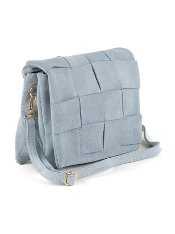 Mia Tomazzi Leren schoudertas "Empoli" lichtblauw - (B)23 x (H)17 x (D)5 cm