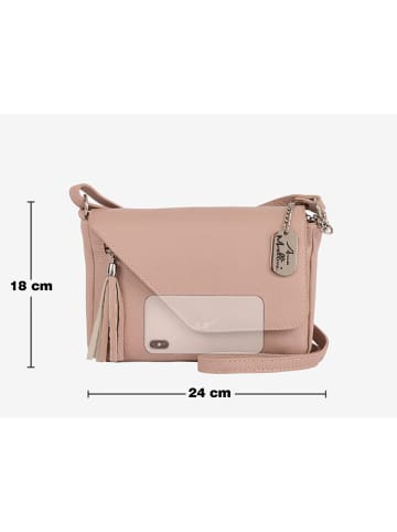 Anna Morellini Leder-Umhängetasche "Lola" in Altrosa - (B)24 x (H)18 x (T)6 cm