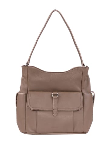 FREDs BRUDER Leder-Schultertasche "Backy" in Taupe - (B)25 x (H)31 x (T)14 cm
