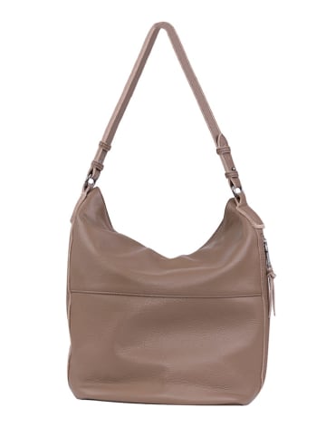 FREDs BRUDER Leder-Schultertasche "Carry On Down" in Taupe - (B)37 x (H)33,5 x (T)8 cm