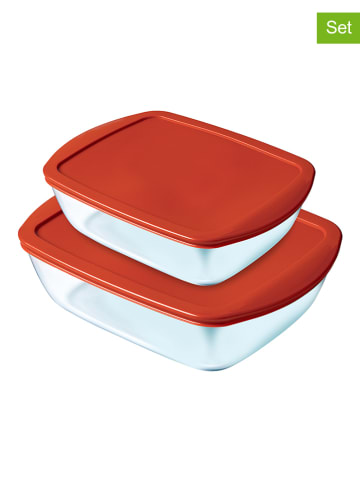 Pyrex 2-częściowy zestaw pojemników "Cook & Store" w kolorze czerwonym