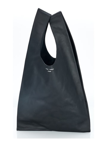 Frankie Morello Leren shopper zwart - (B)33,5 x (H)54 x (D)1 cm