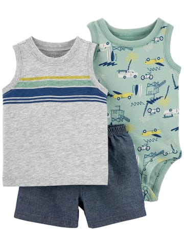 carter's 3-delige outfit donkerblauw/grijs/groen