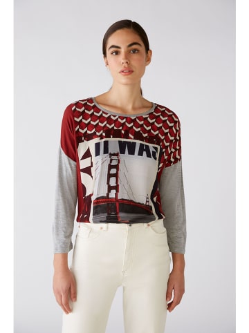 Oui Blouse grijs/bordeaux