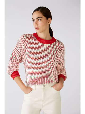 Oui Sweter w kolorze biało-czerwonym ze wzorem
