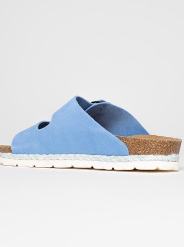 Sunbay Leren slippers "Turmero" lichtblauw