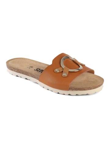 Sunbay Leren slippers "Sonia" lichtbruin