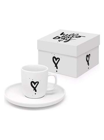 ppd Filiżanka "Hallo New Day" w kolorze białym do espresso - 100 ml