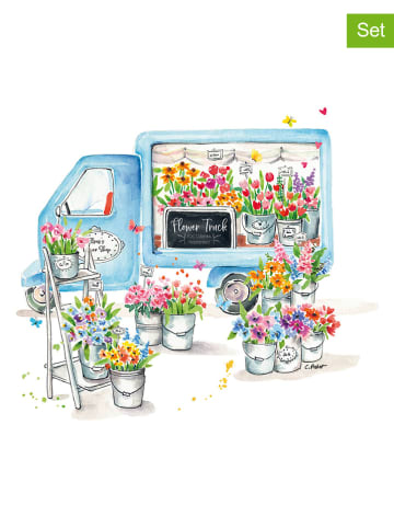 ppd 2-delige set: servetten "Flower Truck" meerkleurig - 2x 20 stuks