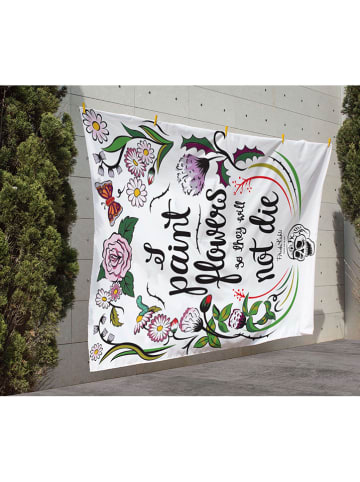 Tierra Bella Picknickdecke "Frida Flowers" in Weiß/ Bunt - (L)170 x (B)140 cm