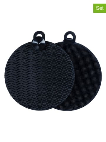 Wenko 4er-Set: Silikon-Spülschwämme "Soft" in Schwarz - 2x 2 Stück