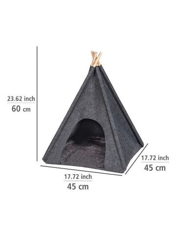 Wenko Vilten dierentent "Tipi" antraciet - (B)45 x (H)60 x (D)45 cm