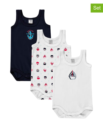 Kanz 3-delige set: rompers donkerblauw/wit/meerkleurig
