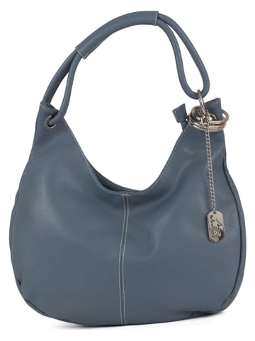 Anna Morellini Leder-Schultertasche in Blau - (B)38 x (H)34 x (T)10 cm