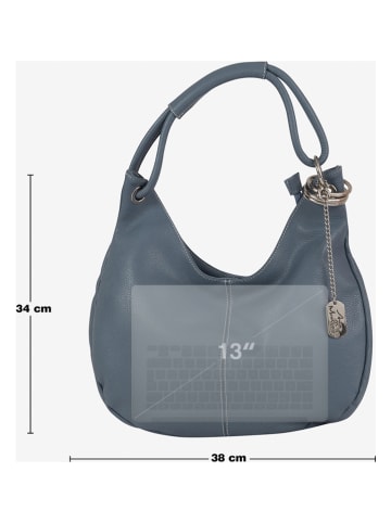 Anna Morellini Leren schoudertas blauw - (B)38 x (H)34 x (D)10 cm