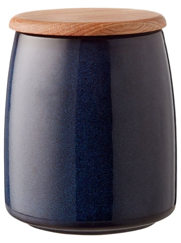 Bitz Voorraaddoos donkerblauw/eikenkleurig - (H)16,5 cm