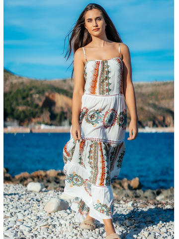 Isla Bonita by SIGRIS Sukienka w kolorze białym ze wzorem