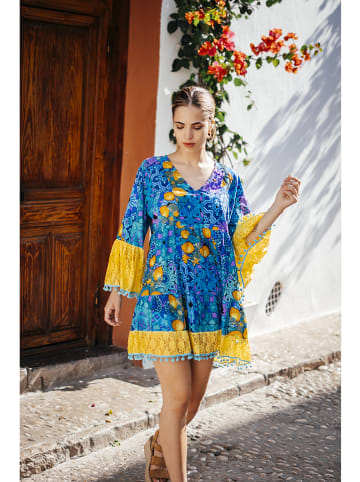 Isla Bonita by SIGRIS Sukienka w kolorze niebiesko-żółtym ze wzorem