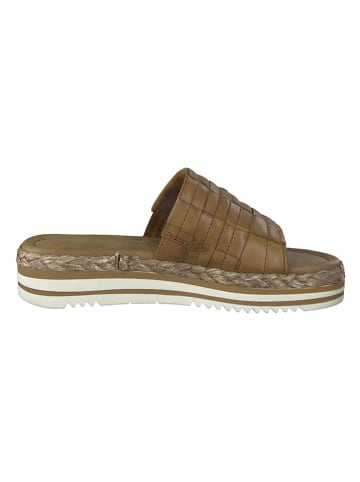 Marco Tozzi Leder-Pantoletten in Cognac