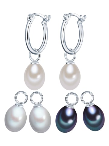 The Pacific Pearl Company Zilveren creolen met uitwisselbare parels