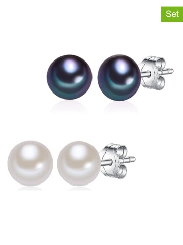 The Pacific Pearl Company Srebrne kolczyki-wkrętki (2 pary) z perłami