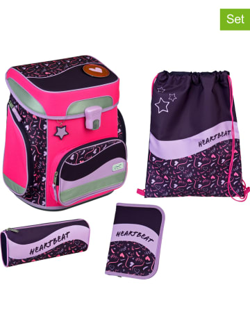 SCOOLI 5tlg. Schulranzen-Set "EasyFit Glow Edition" in Pink/ Dunkelblau