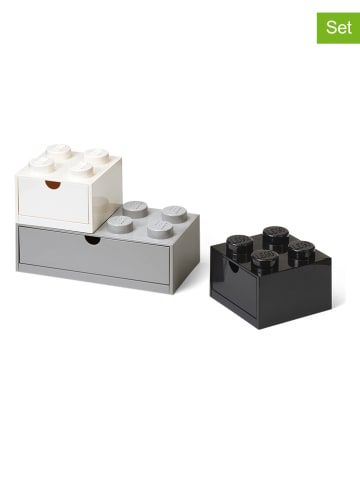 LEGO 3er-Set: Schubladenboxen in Grau/ Weiß/ Schwarz