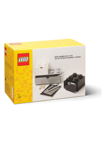 LEGO 3er-Set: Schubladenboxen in Grau/ Weiß/ Schwarz