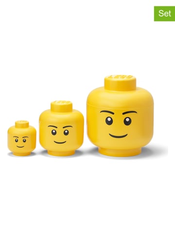 LEGO 3er-Set: Aufbewahrungsboxen "Head Collection Boy" in Gelb