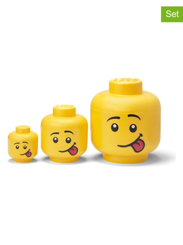 LEGO 3-delige set: opbergboxen "Head Collection Silly" geel