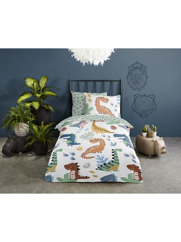 Good Morning Beddengoedset "Dino" wit/mintgroen/meerkleurig