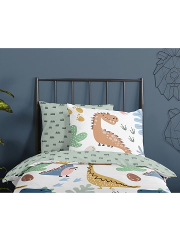 Good Morning Beddengoedset "Dino" wit/mintgroen/meerkleurig