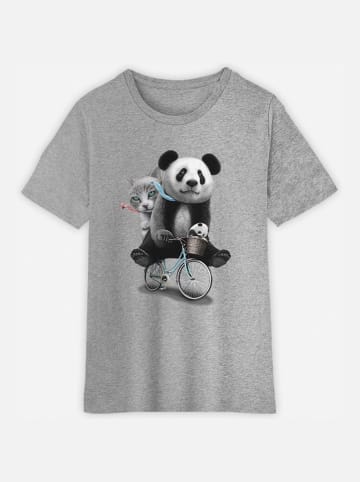 WOOOP Shirt "Panda bicycle" grijs