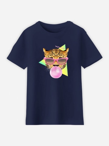 WOOOP Shirt "Bubble gum leo" donkerblauw