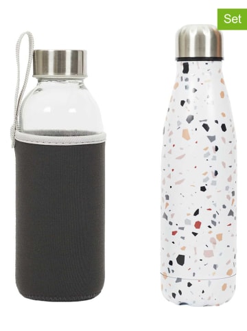 COOK CONCEPT 2-delige set: drinkflessen transparant/meerkleurig - 500 ml