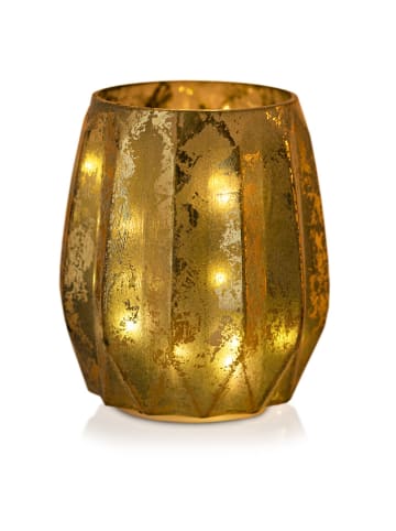 Amelia Home Świecznik LED w kolorze turkusowo-złotym  - Ø 9 cm